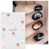 Jmeowio Nagelsticker Mond Stern Sonne 9 Blatt Nail Art Sticker Selbstklebend Nagelaufkleber Bunte Decoratie Nageldesign Zubehör