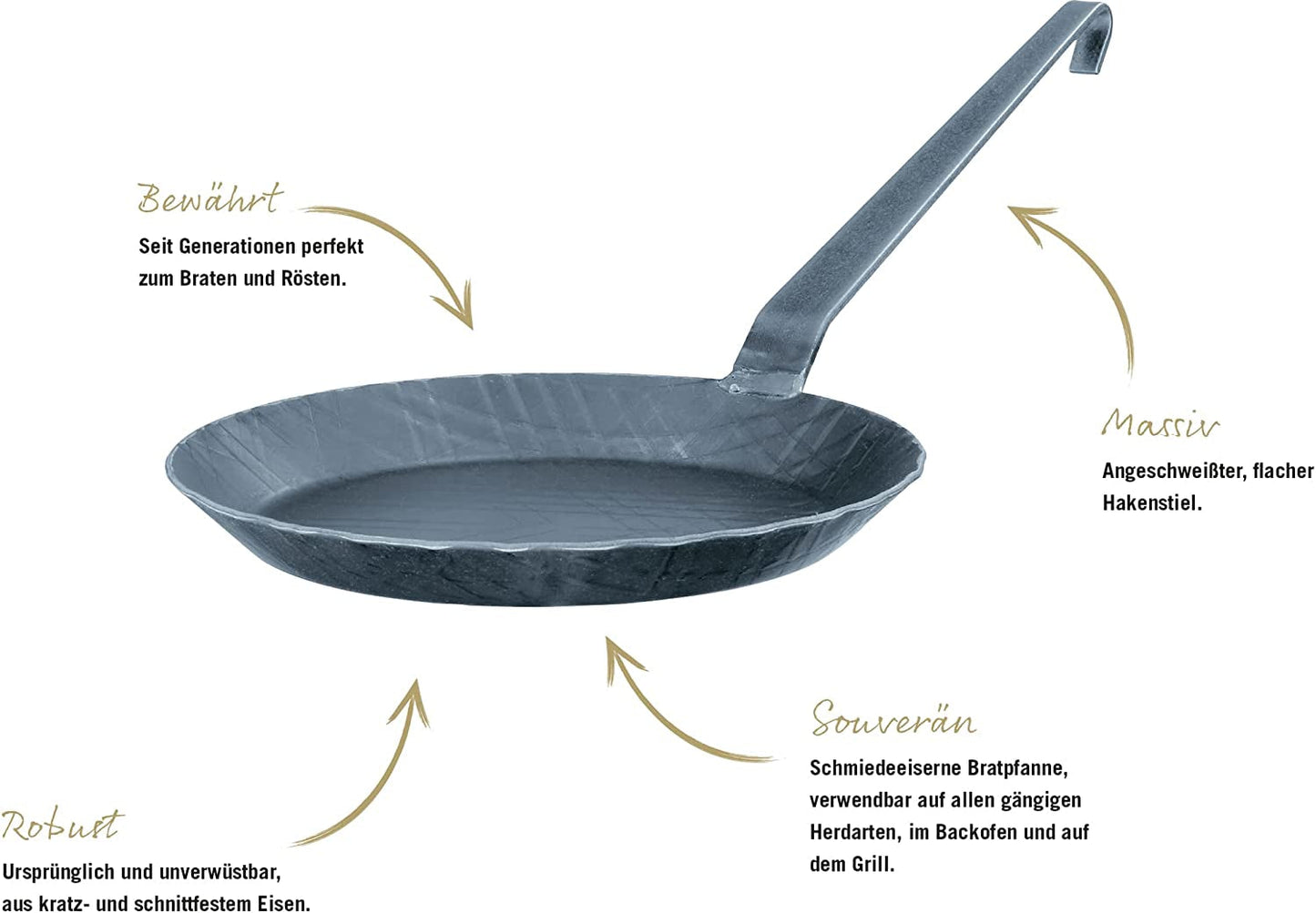 RÖSLE Serie 1888 Smeedijzeren koekenpan, hoge kwaliteit, hoge rand voor knapperige frietjes en snel gebraden vlees, geschikt voor grillen en inductie Potten en pannen Naty Shop