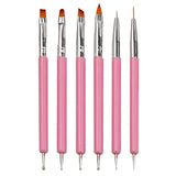 6 Stück Doppel-Ende Nagel Pinsel, Nageldesign Pinsel, Doppel-Ende Nail Art Pinsel Kit Professionelle Maniküre Werkzeuge Kit (Zwart)