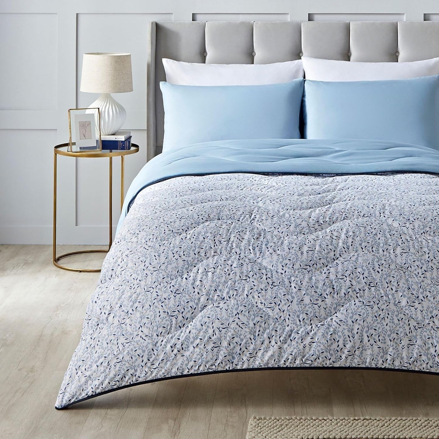 Night Lark dekbed zonder dekbed Super King 6 Tog lente zomer - abstracte golven. Superzachte, comfortabele en lichtgewicht deken. Machinewasbaar en sneldrogend, alles-in-één omkeerbare kussensloopset Dekbedden en dekbedden Naty Shop Blue Garden Eenpersoonsbed