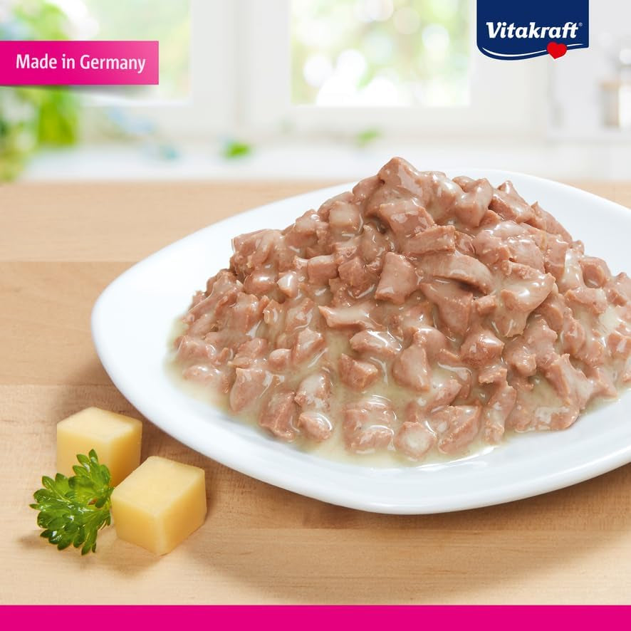 Vitakraft Poésie Création, nat kattenvoer, nat kattenvoer in saus, met kalkoen in kaassaus, multipack, geen toegevoegde suiker of granen (15 x 85g)