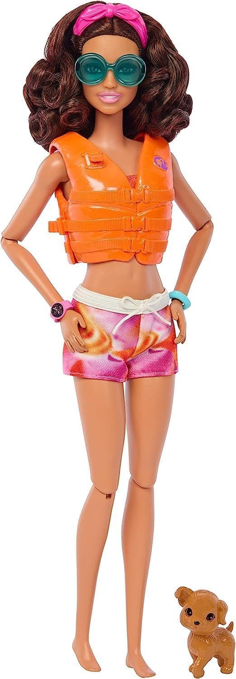 Barbie Surfer-pop met surfplank en handvat, handdoek en radio voor strandavonturen en verhalen, clips en enkelbandje voor realistisch surfen, vanaf 3 jaar, HPL69 Naty Shop-poppen