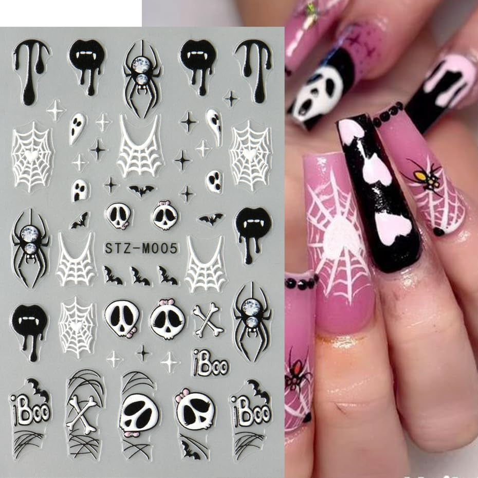 JMEOWIO Nagelsticker Halloween 6 Blatt Nail Art Sticker Selbstklebend Nagelaufkleber Decoratie Nageldesign Zubehör