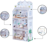 Teamson Kids Olivia's Little World gigantisch poppenhuis met meubels en accessoires, houten poppenhuis, 3-laags speelset voor poppen van 30 cm, vanaf 3 jaar