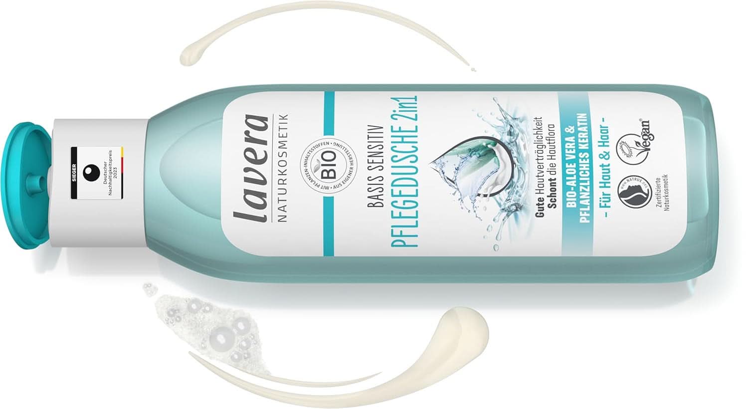 Lavera Care Basis Sensitiv 2 in 1, Shampoo en douchegel met biologische aloë vera en plantaardige keratine, 250 ml Douche en bad Naty Shop
