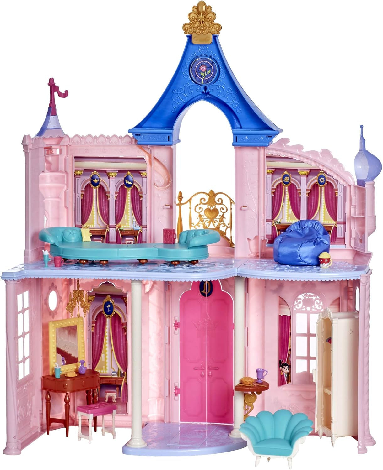 Disney Princess Castle Comfy Squad poppenhuis met 6 meubelstukken en 16 accessoires Speelgoed voor meisjes van 5 jaar Poppenhuizen Naty Shop Standaardtitel