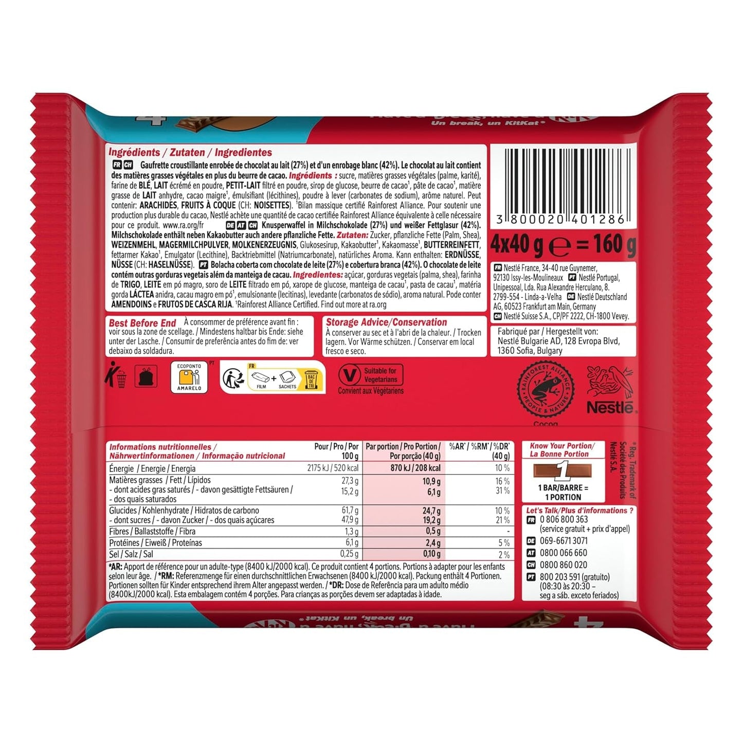 Nestlé Chunky Funky Krokante Wafel in Melkchocolade Multipack, 2 Stuks (4 x 40 g elk)