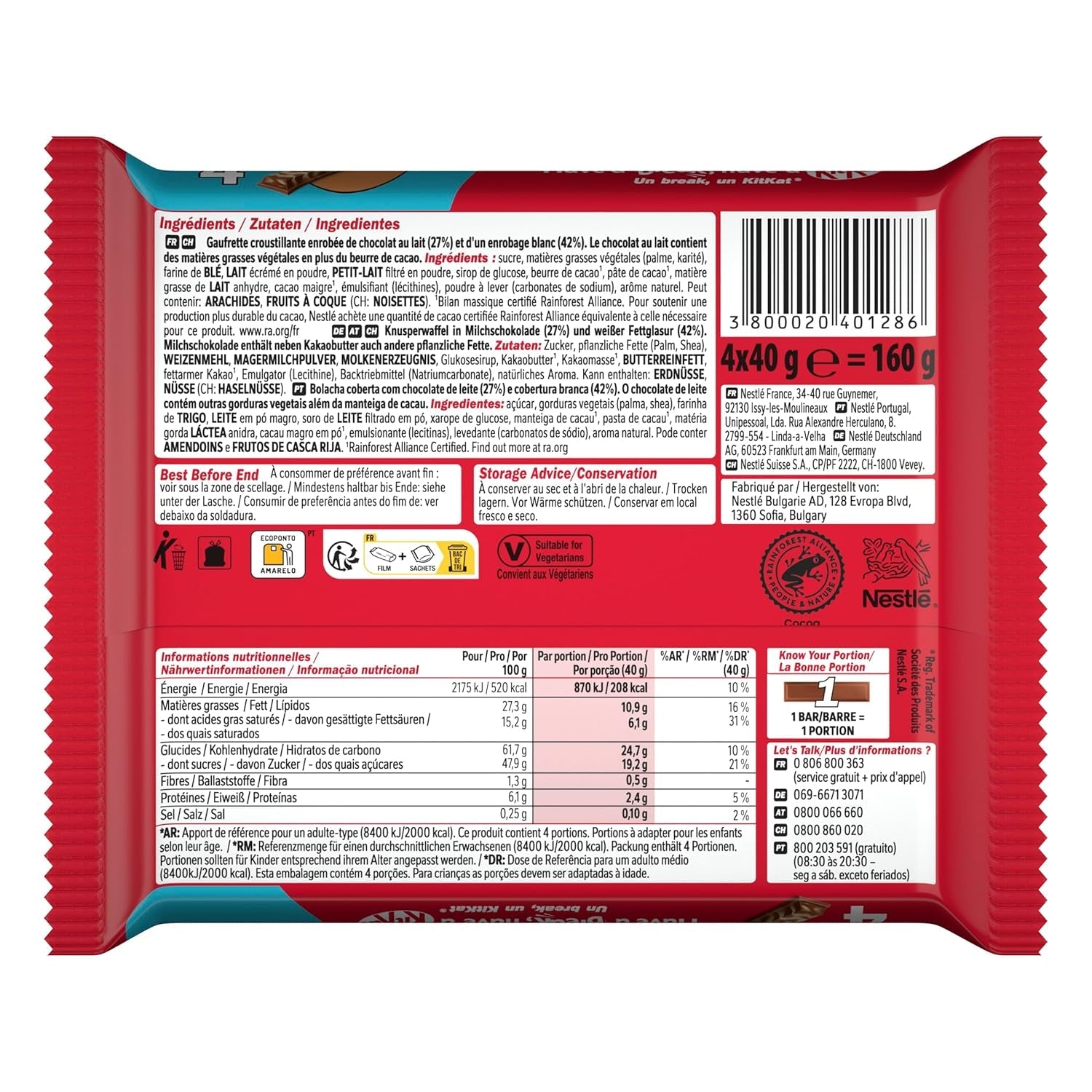 Nestlé Chunky Funky Krokante Wafel in Melkchocolade Multipack, 2 Stuks (4 x 40 g elk)