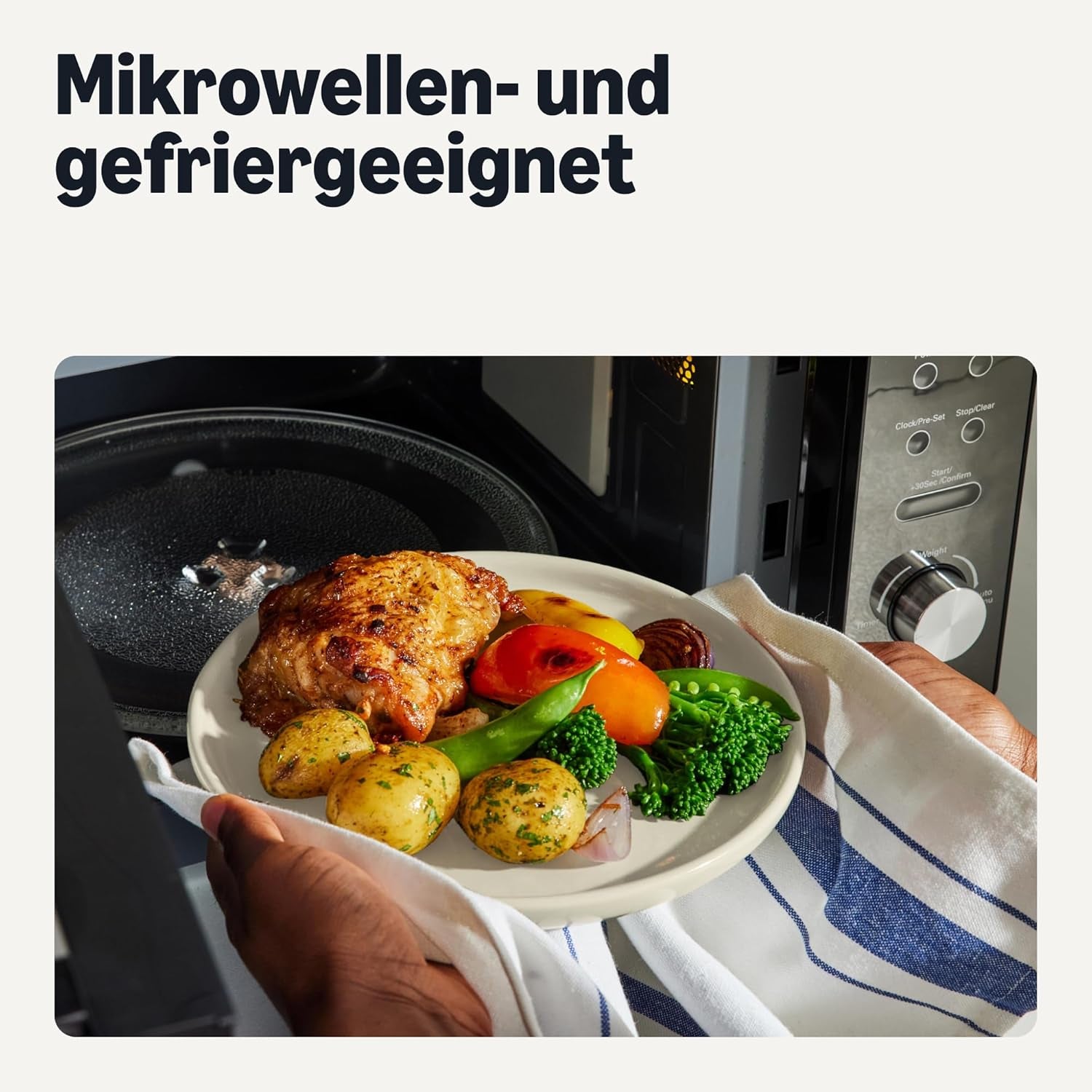 Amazon Basics 18-delige serviesset van geglazuurd steengoed, 6 complete sets, vaatwasmachinebestendig, ivoor