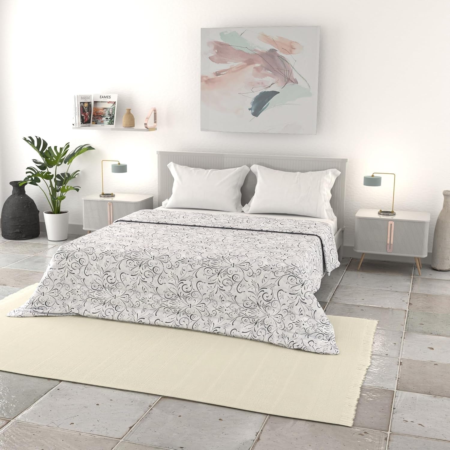 Italiaans beddengoed basic zomerdekbed, bedrukte microvezel, 250X240Cm, cirkel Quilts en quilts Naty Shop Ornato 250X240Cm