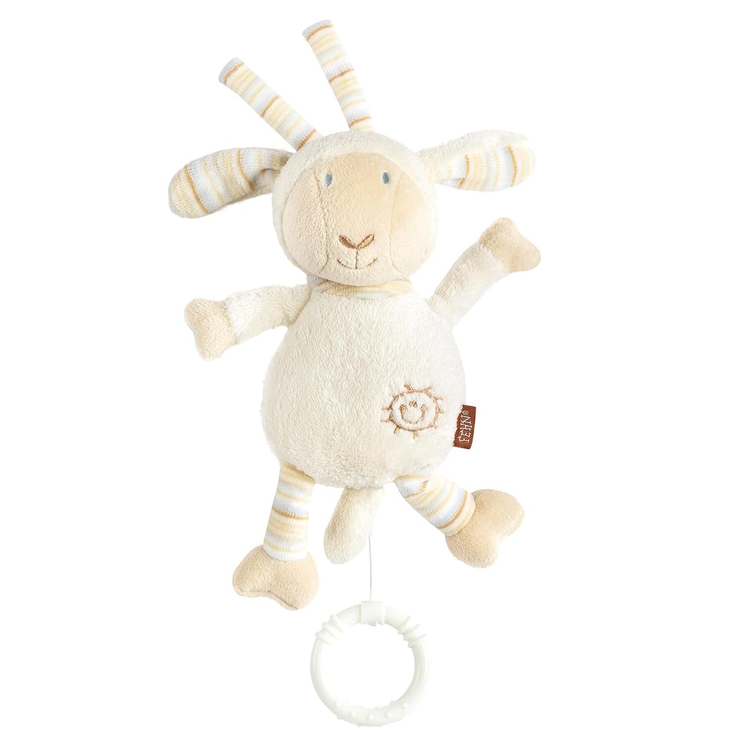 Fehn muziekdoos babyslaaphulp schaap - knuffel met opzetstuk - slaaphulpliedje "Brahms slaapliedje" - kinderspeelgoed voor onderweg en thuis - muzikaal speelgoed voor baby's en kinderen Babyspeelgoed Naty Shop Schaap