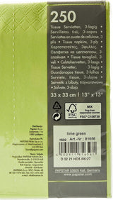 250 servetten, 3-laags 1/4-vouw 33 cm x 33 cm appelgroen (pak van 2)