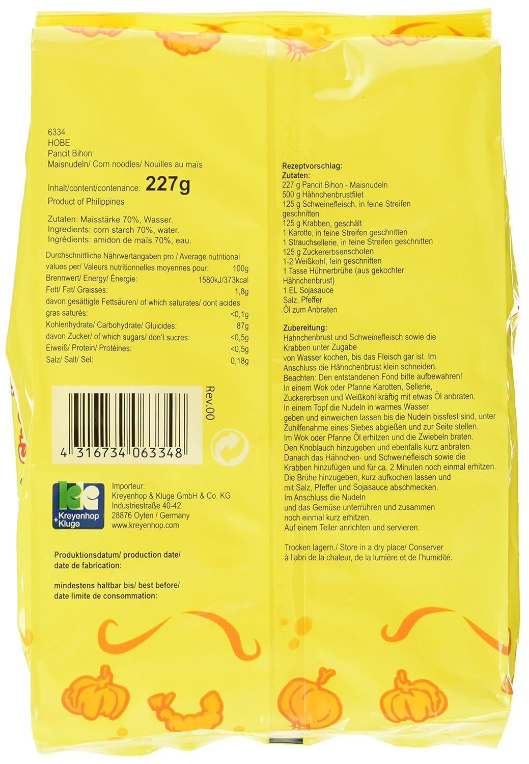 Pancit Bihon-noedels, verpakking van 4 (verpakking van 4 x 227 g)
