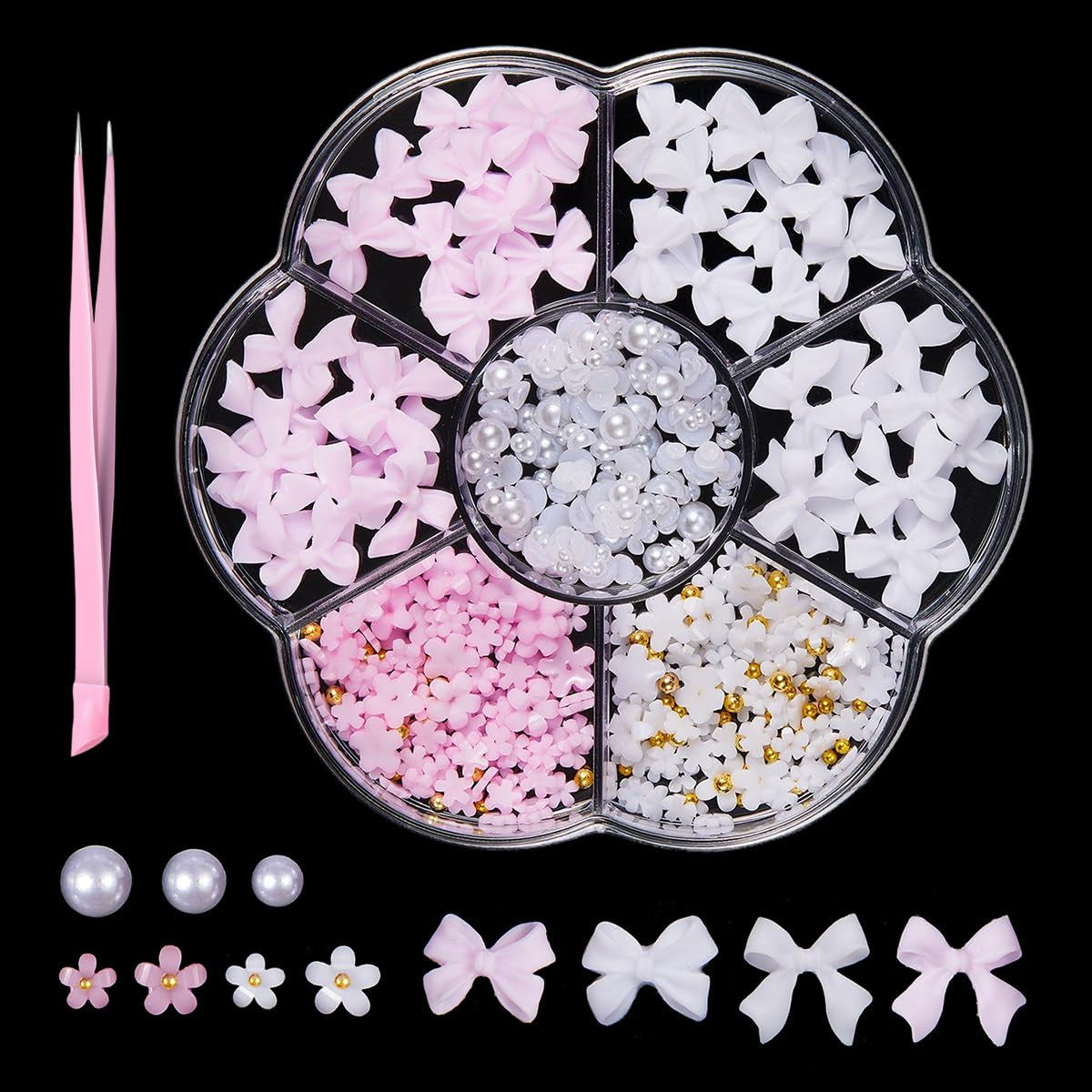GZMAYUEN 920 Stuks Goud Zilver Plaksteen Perlen Voor Nagel, Halbrunde Weiße Beige Nagel Perlen, Kleine Halbrunde Plaksteen Perlen Voor DIY Nail Art Decor