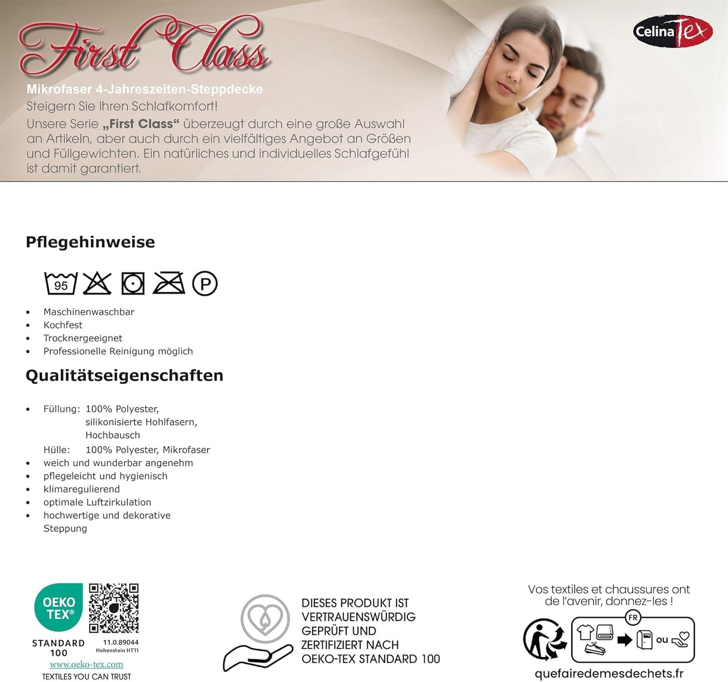 Celinatex First Class 4 seizoenen dekbed 140 X 200 Cm winter zomer ademend dekbed Dekbedden en dekbedden Naty Shop