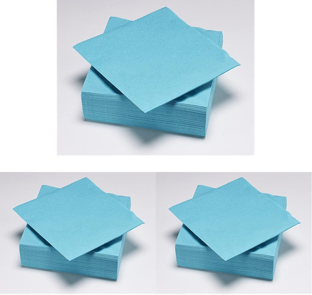 50 servetten, wattenschijfje, 33 x 33 cm, 2-laags, turkoois, FSC-cellulose, 33 x 33 cm (pak van 3)