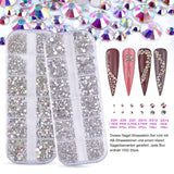 3200 nagelstenen set FITDON veelvormige glazen AB-stenen en heldere diamantglitter AB-stenen voor nagelkunstdecoratie doe-het-zelf-sets sieraden sleutelhangers nagelaccessoires
