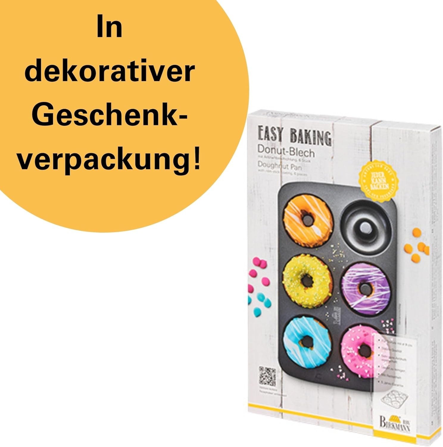 Birkmann, Easy Baking, Donutblech, Backform Für 6 Donuts, Mit Hochwertiger Antihaftbeschichtung, Ø 9 Cm, Mit Rezept, 881631 Vormen en bakplaten Naty Shop