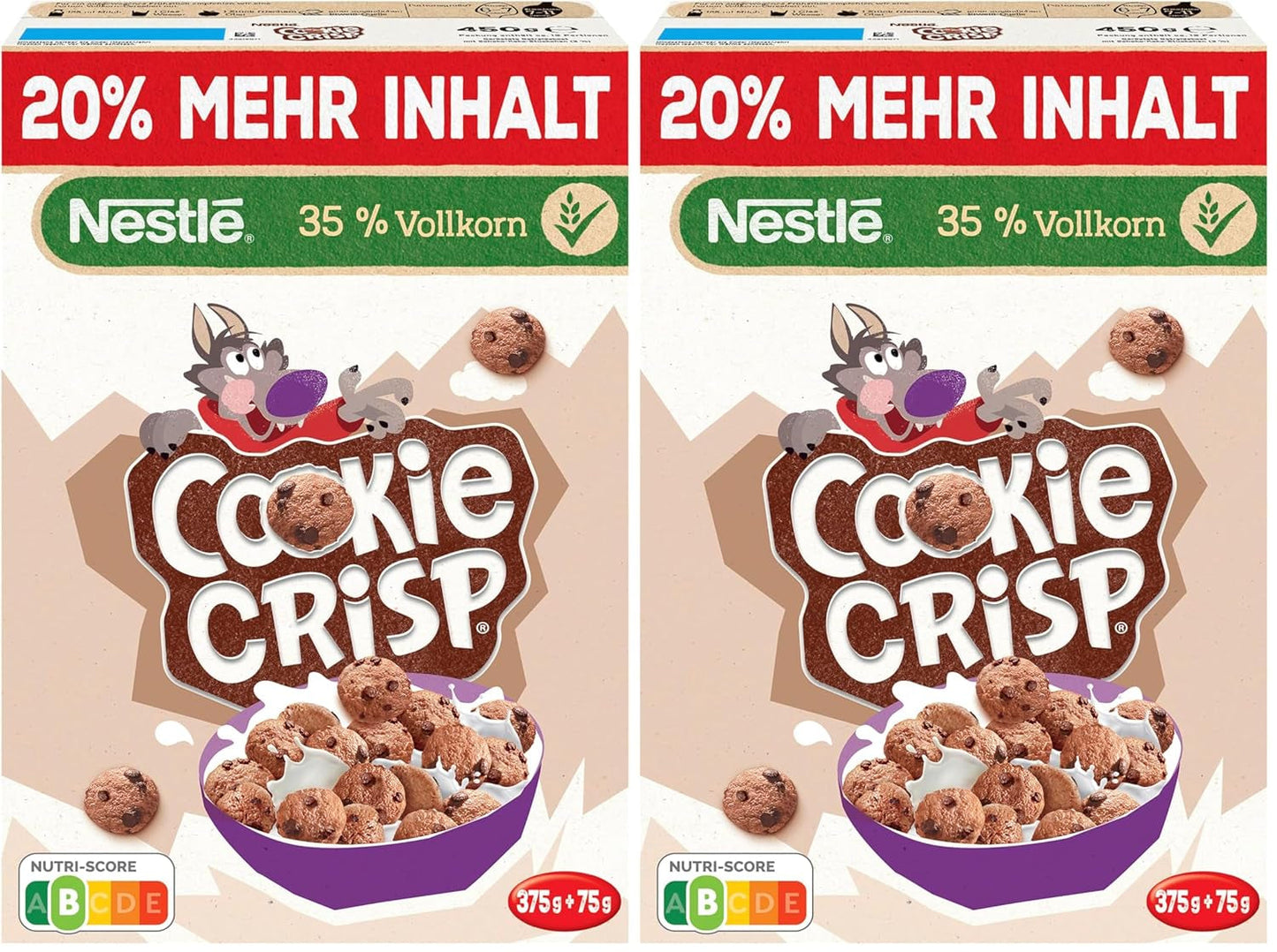 Nestlé Cookie Crisp (+20%), volkoren ontbijtkoekgranen voor kinderen, verpakking van 1 (1x450g)