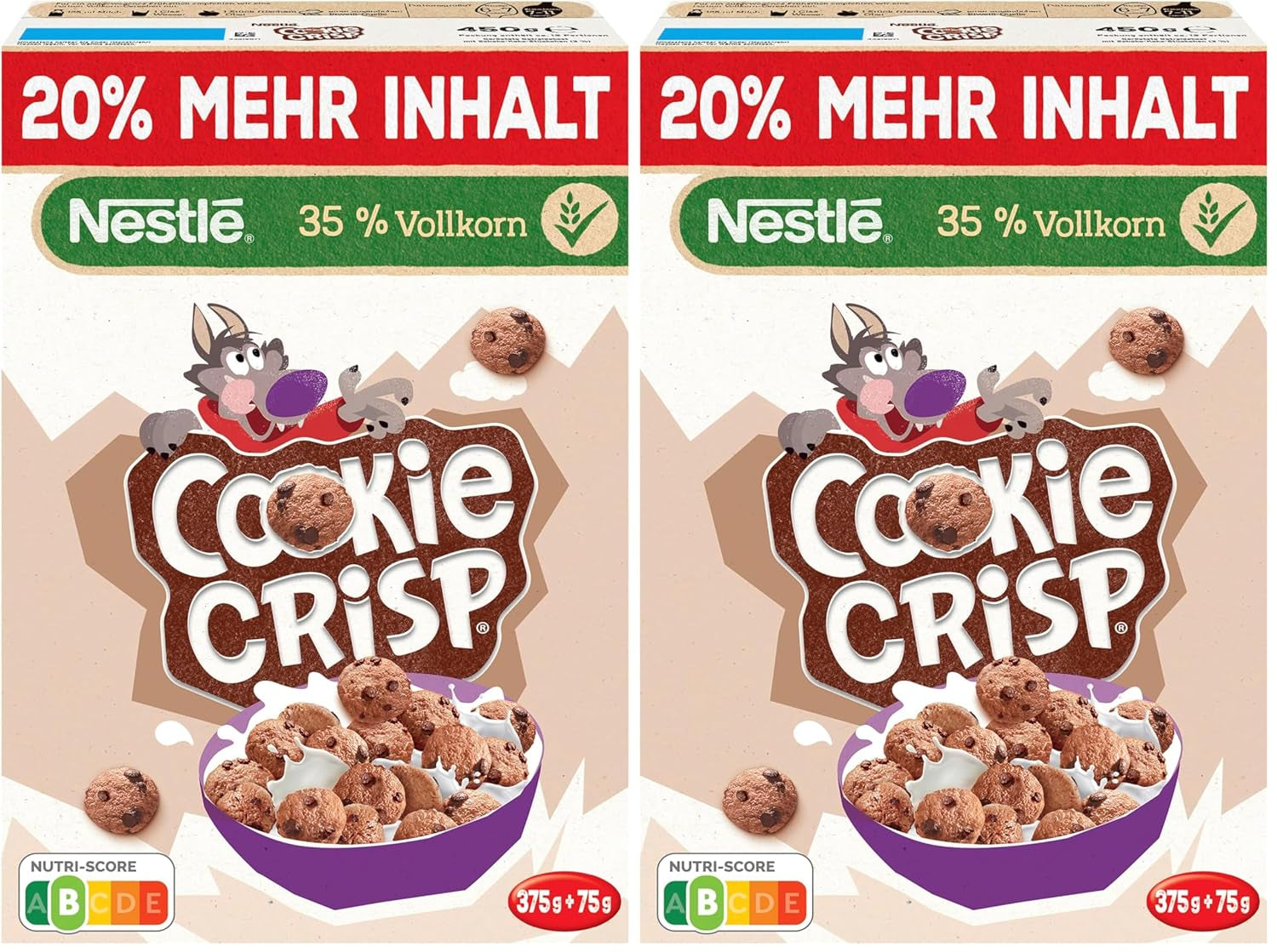 Nestlé Cookie Crisp (+20%), volkoren ontbijtkoekgranen voor kinderen, verpakking van 1 (1x450g)