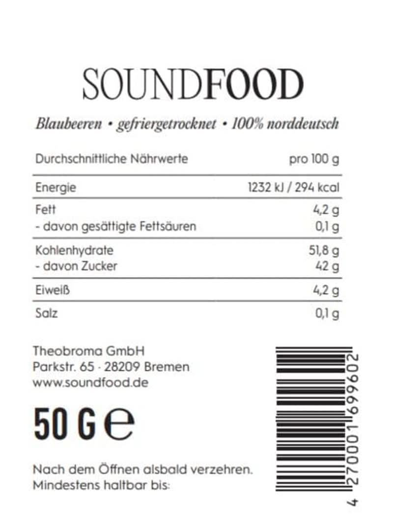 Gevriesdroogde blauwe bessen, heel uit Duitsland Oogst 2023, 50 gram Gedroogde producten Naty Shop