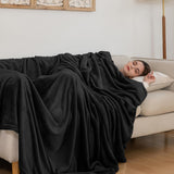 Gezellige deken Pluizige fleecedeken 130 x 150 cm Beddekens Bankdeken Grote zachte dekens en plaids voor volwassenen Bankspreien Warm Machinewasbaar Zwart bedden en dekens Good Nite
