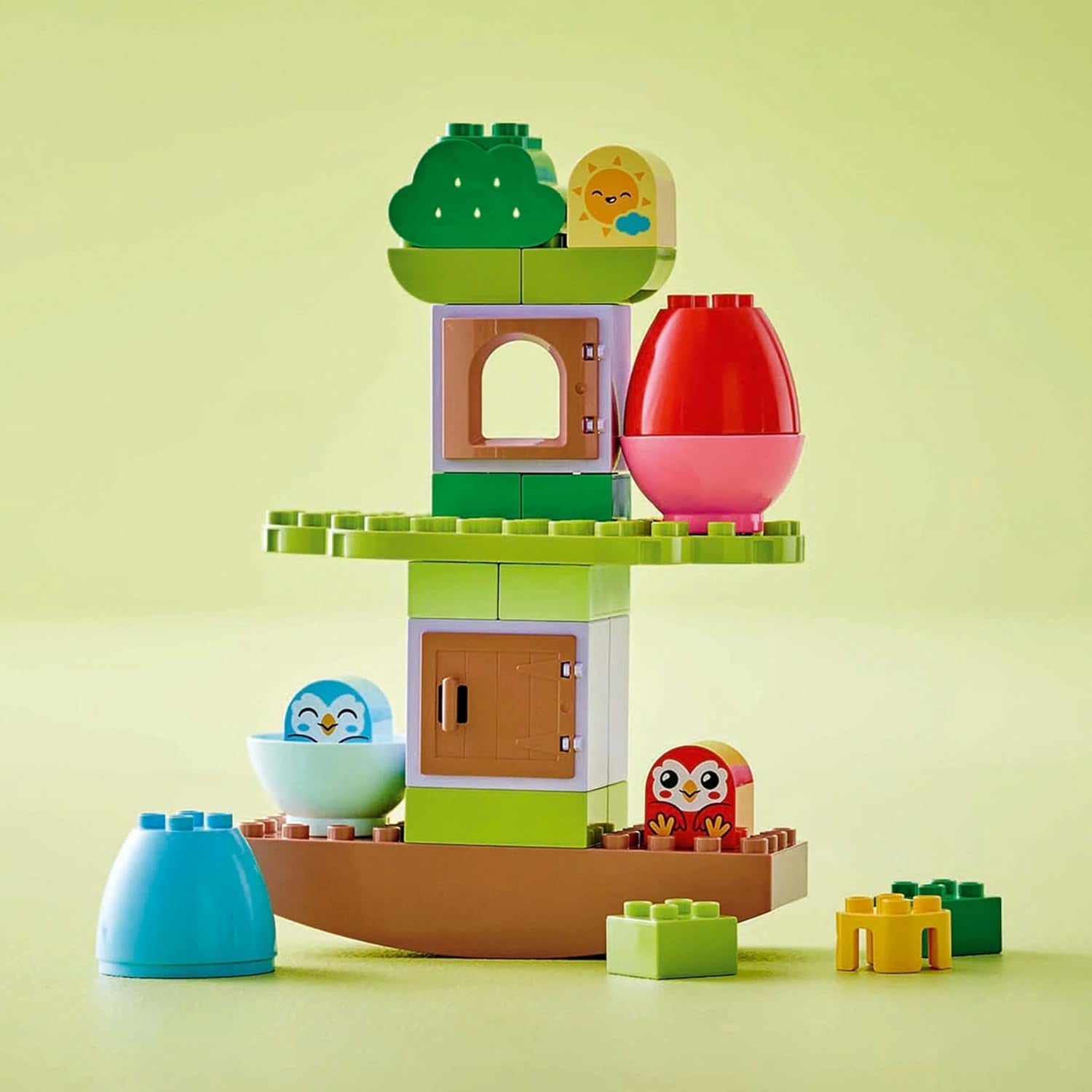 LEGO DUPLO boom om te balanceren en te stapelen, ontwikkelingsspeelgoed, bouwset voor kinderen vanaf 18 maanden, creatief speelgoed voor kinderen, educatief speelgoed met 2 speelgoedvogels 10440 Bouwsets Besuche den LEGO-Store