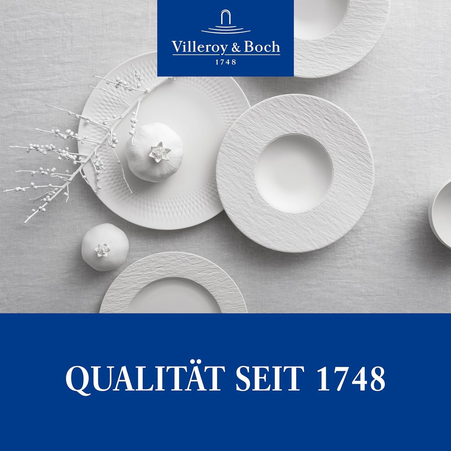 Villeroy & Boch - Manufacture Rock Blanc Geschirrset 6 teilig weiß, Spülmaschinenfest, Mikrowellensicher, Geschirr Modern, Starterset, Speiseteller, Pastateller, Müslischalen, Premium Porzellan