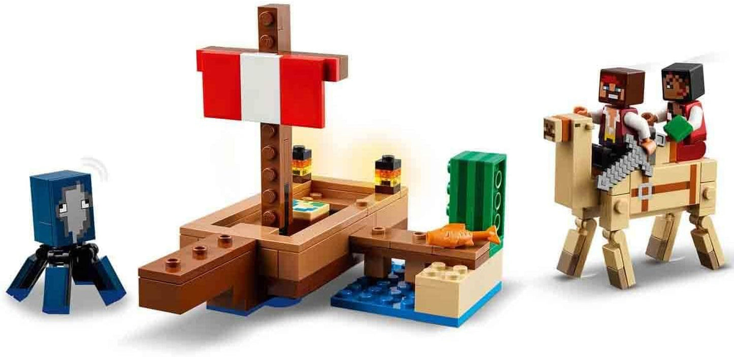 LEGO Minecraft Het piratenschip Voyage Inktvis en Kameel Piratenfiguur Speelgoedschip Bouwen Rollenspel Cadeau voor jongens en meisjes vanaf 8 jaar 21259 Bouwsets