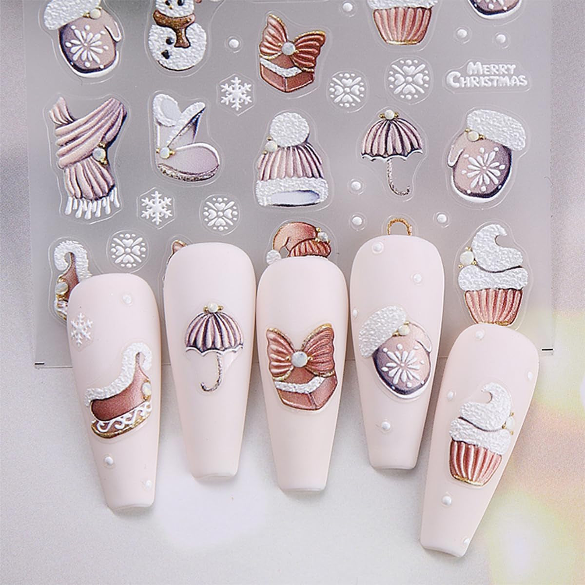 JMEOWIO Nagelsticker Weihnachten 6 Blatt Nail Art Sticker Selbstklebend Nagelaufkleber Schneeflocke Winterurlaub Niedlich Decoratie Nageldesign Zubehör