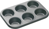 Masterclass 6-Loch-Muffinblech Mit PTFE-, PFOA- en Bpa-Freiem Antihaftbeschichtung, Robustes 1Mm Dickes Karbonstahlblech, 27 X 18Cm Cupcake-Form Vormen en bakplaten Naty Shop 27 X 18 X 2,6 Cm