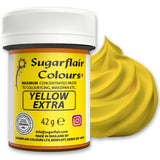 Kleurstof Sugarflair Max Concentrated Yellow Extra, sterk geconcentreerde kleurstof voor marsepein en fondant, pastakleuring Max Concentrate - 42 g