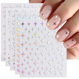 JMEOWIO Nagelsticker Aurora 12 Blatt Nail Art Sticker Selbstklebend Nagelaufkleber Holografisches Stern Herz Decoratie Nageldesign Zubehör