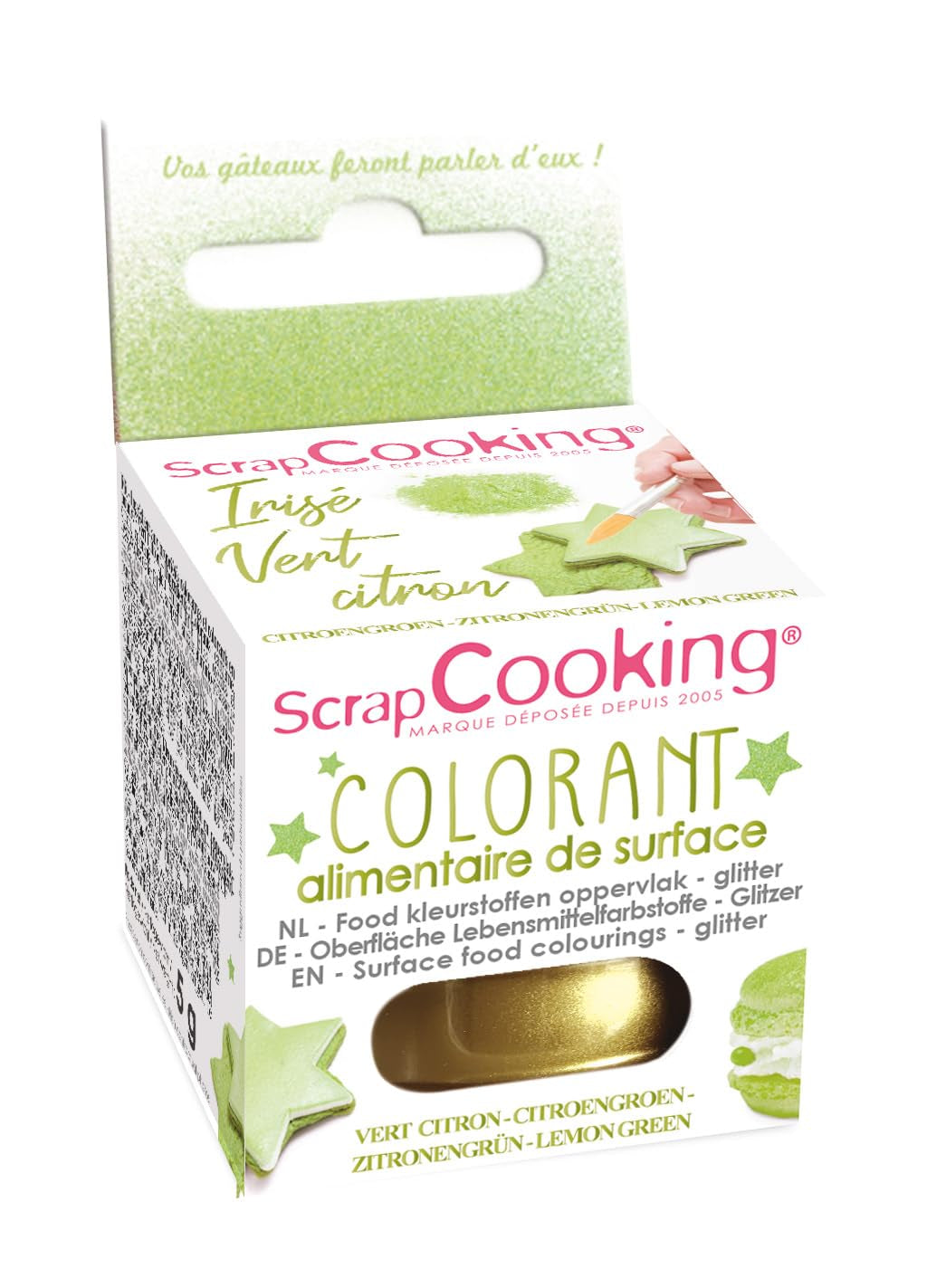 Scrapcooking - Lime Green Food Coloring - Eetbaar glitterpoeder voor oppervlakken - Voor cakes, koekjes, bitterkoekjes, chocolade en fudge - Lime Green - 4087