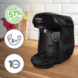 Bosch Tassimo Happy Friendly TAS102E Capsule-espressomachine, 70+ drankjes, geschikt voor alle kopjes, auto-stop, duurzaam, perfecte dosering, ruimtebesparend, 1400W, zwart