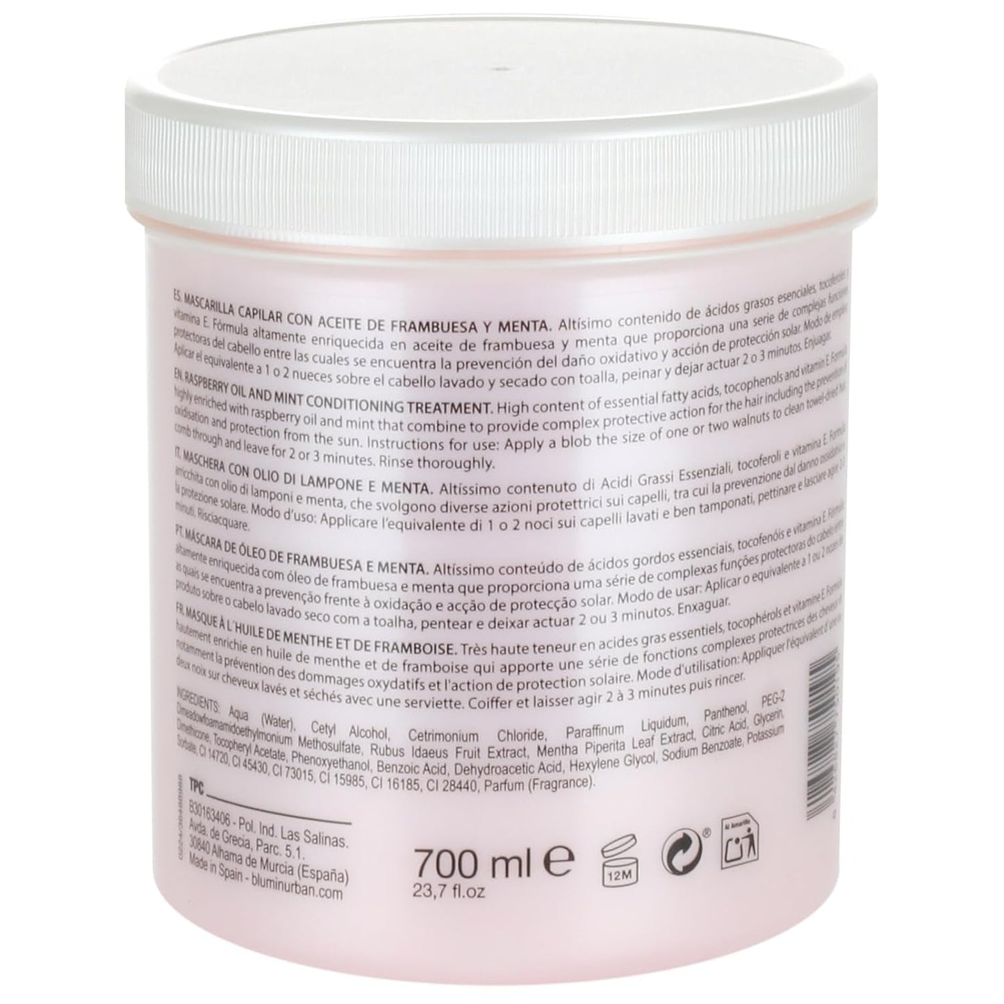 Haarmasker met frambozen- en muntolie Urban, 700 ml Naty Shop haarmasker