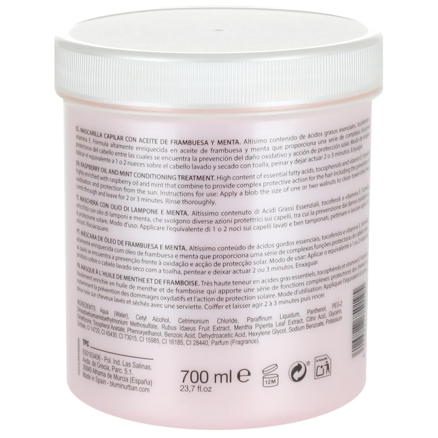 Haarmasker met frambozen- en muntolie Urban, 700 ml Naty Shop haarmasker