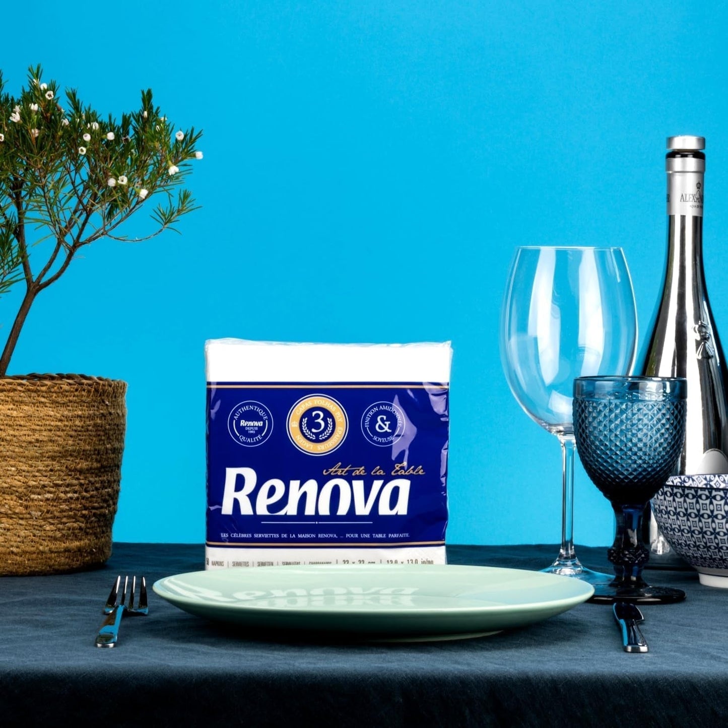 Renova papieren servetten, tafelkunst, 50 premium servetten, 3-laags