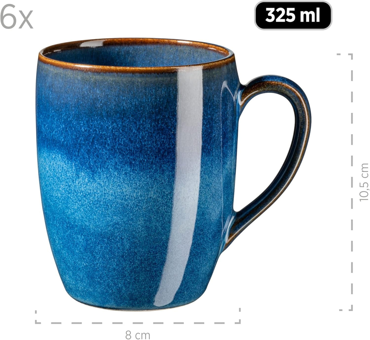 MÄSER ontbijtset, OSSIA keramiek, koningsblauw, blauw