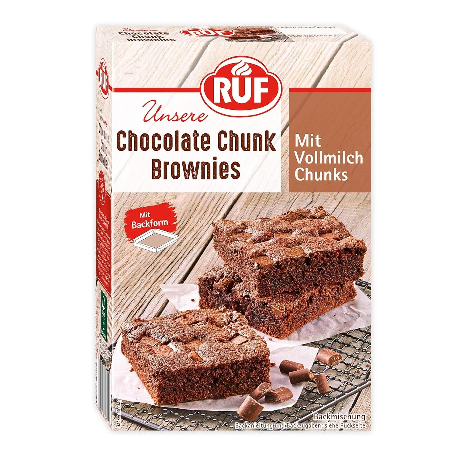 RUF Brookies, bramenmix en koekjes, 460 gram Naty Shop Kitchen 410 gram Chocolate Chunk Brownies