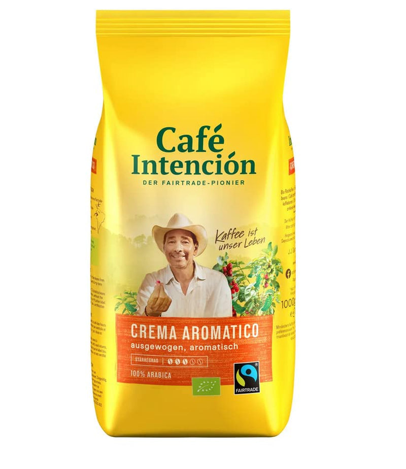 Fairtrade JJDarboven Café Intención Aromatico Café Crema, biologische koffie, hele bonen - 1kg - 4x