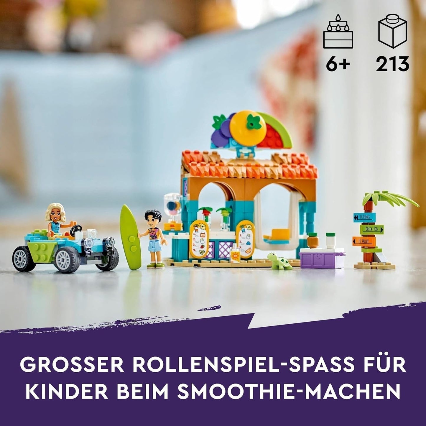 LEGO Friends Smoothiekraam op het strand Rollenspelspeelset Cadeau-idee voor meisjes en jongens vanaf 6 jaar met speelfiguren Schildpad en accessoires Sociaal ontwikkelingsspeelgoed 42625 Bouwsets Bekijk de LEGO-Store