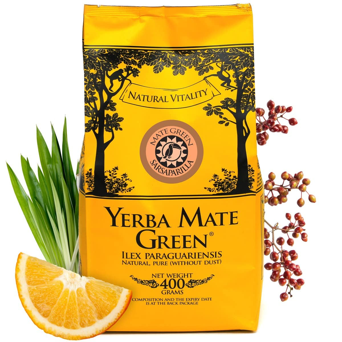 Yerba SARSAPARILLA 400G ● Zoete en verfrissende Mate Thee ● Sarsaparilla bladeren ● Mate Thee van Mate bladeren ● Yebra Mate Thee met GUARANA 50G ● Yerba Mate Losse Blad Thee 450G ● Veganistisch