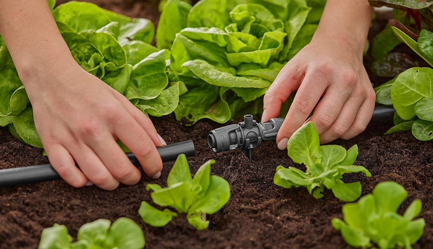 Gardena Micro-Drip-System T-stuk voor sproeikoppen: verbinding tussen 13 mm buizen en een sproeikop, automatische plantenbewatering, snelle en eenvoudige aansluittechniek, herbruikbaar (13206-20)