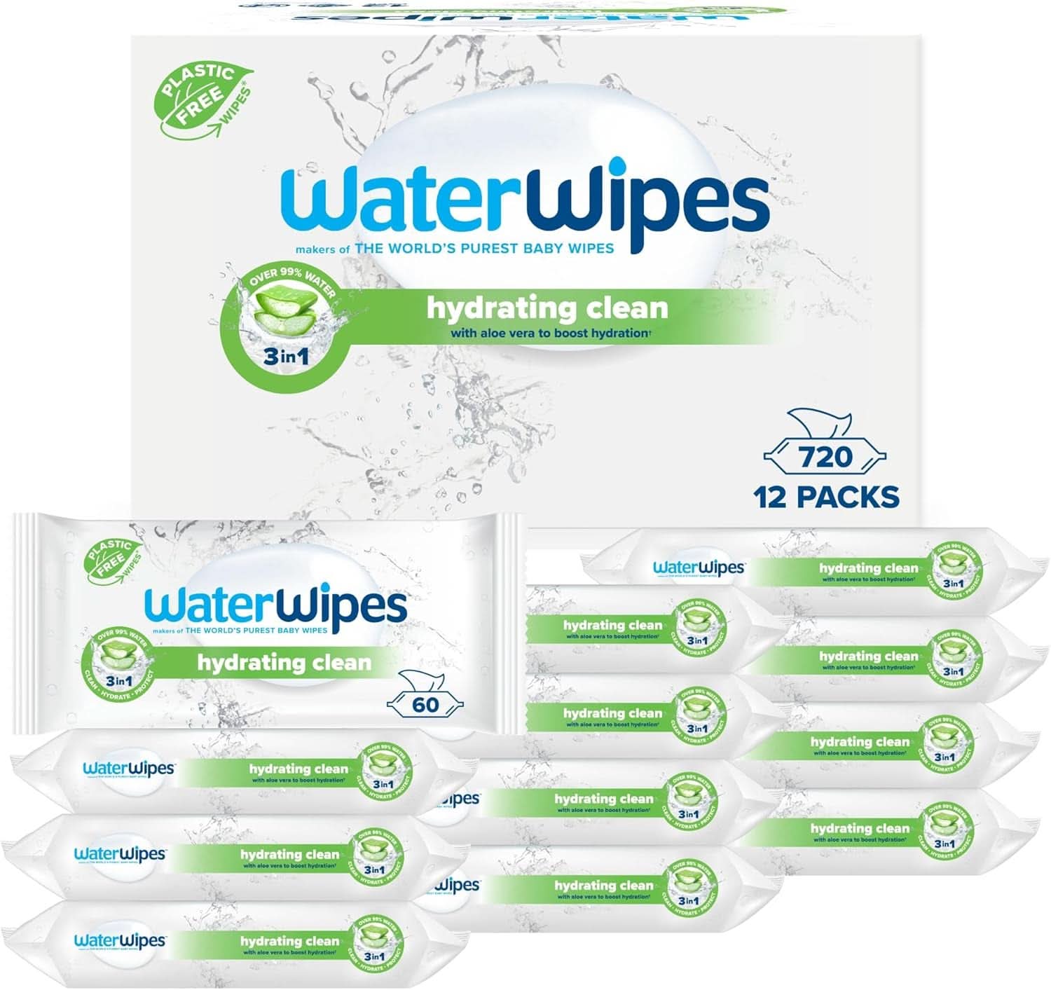 Waterdoekjes Hydraterende en reinigende babydoekjes met 99% water en aloë vera-extract Vochtige doekjes voor gezicht en lichaam Naty Shop