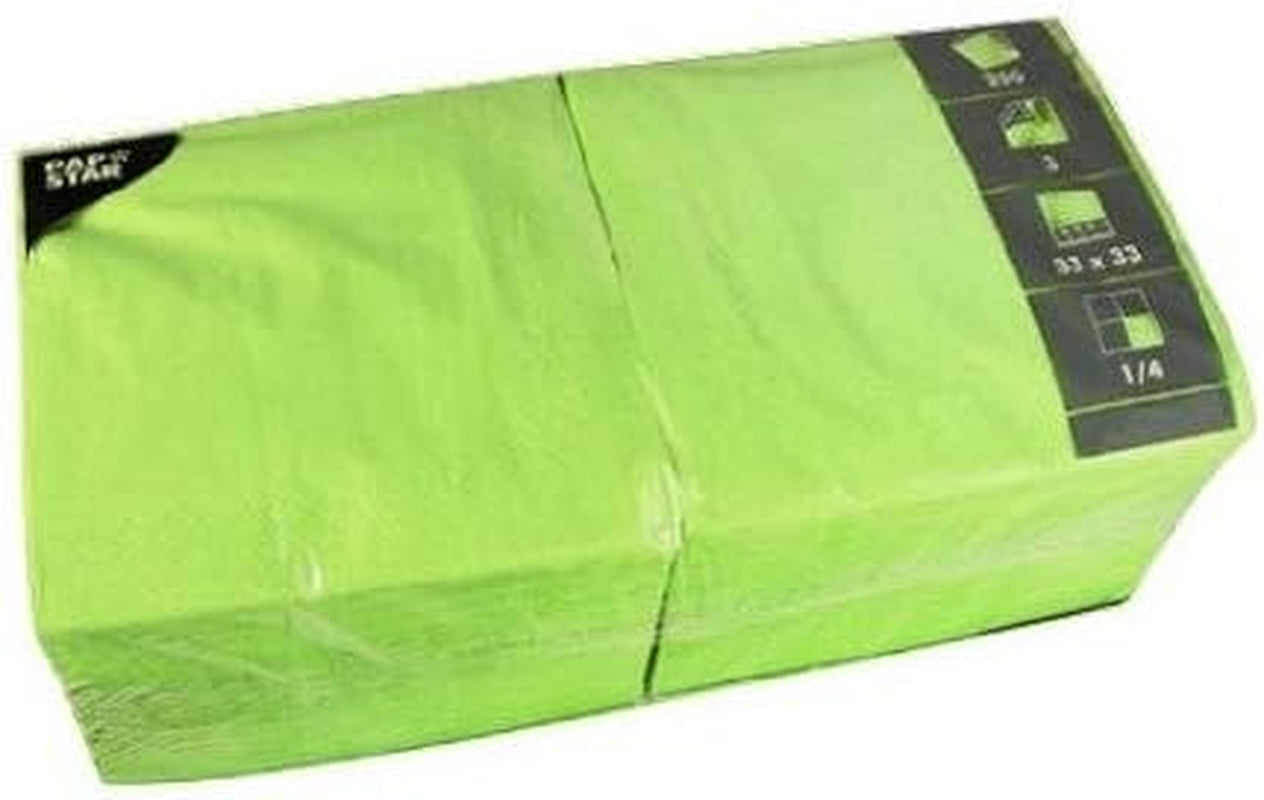 250 servetten, 3-laags 1/4-vouw 33 Cm X 33 Cm appelgroen