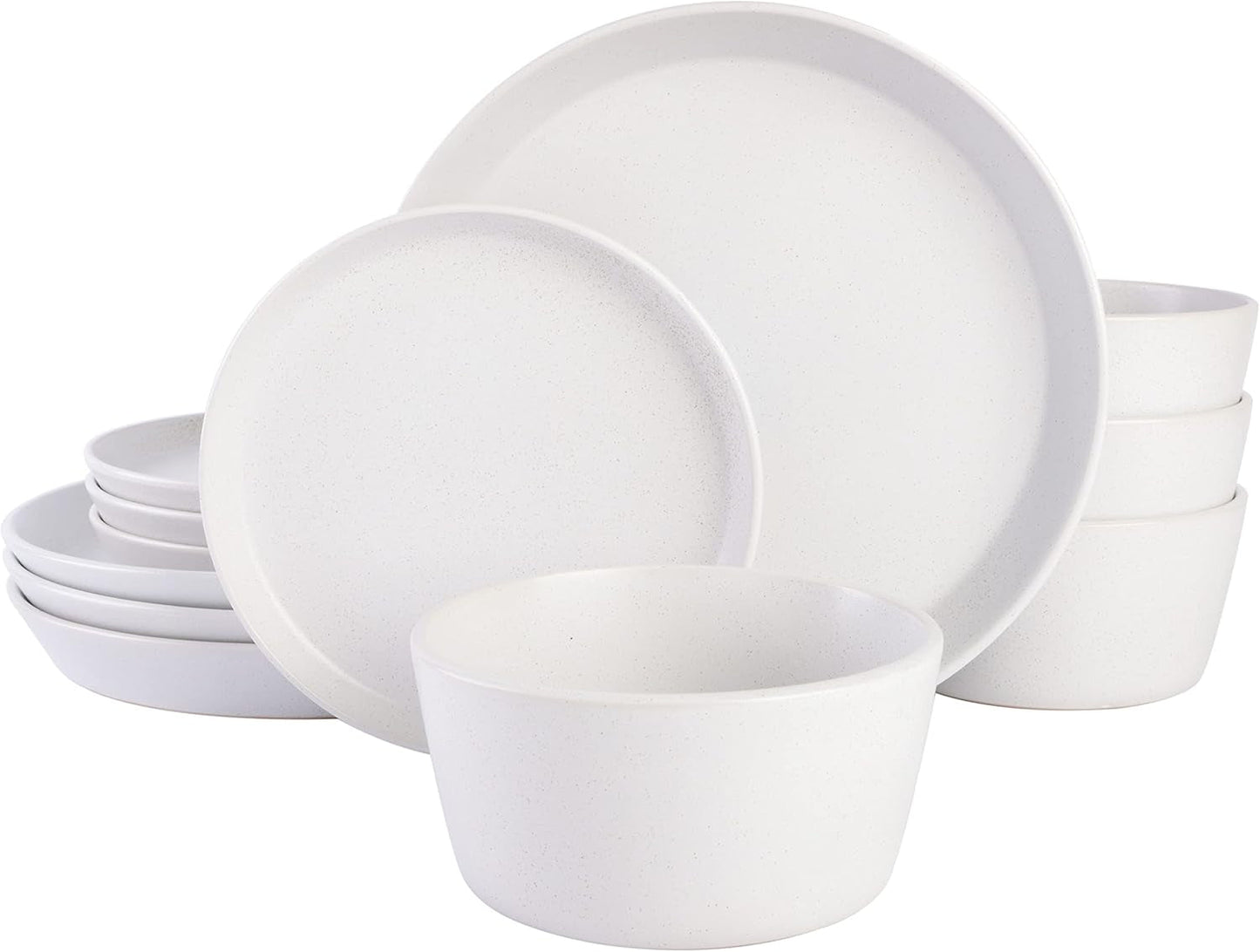 Sofia Coupe serviesset, servies voor 4 (12-delig), wit met stippen