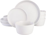 Sofia Coupe serviesset, servies voor 4 (12-delig), wit met stippen