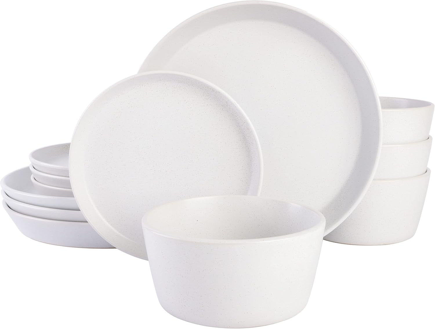 Sofia Coupe serviesset, servies voor 4 (12-delig), wit met stippen