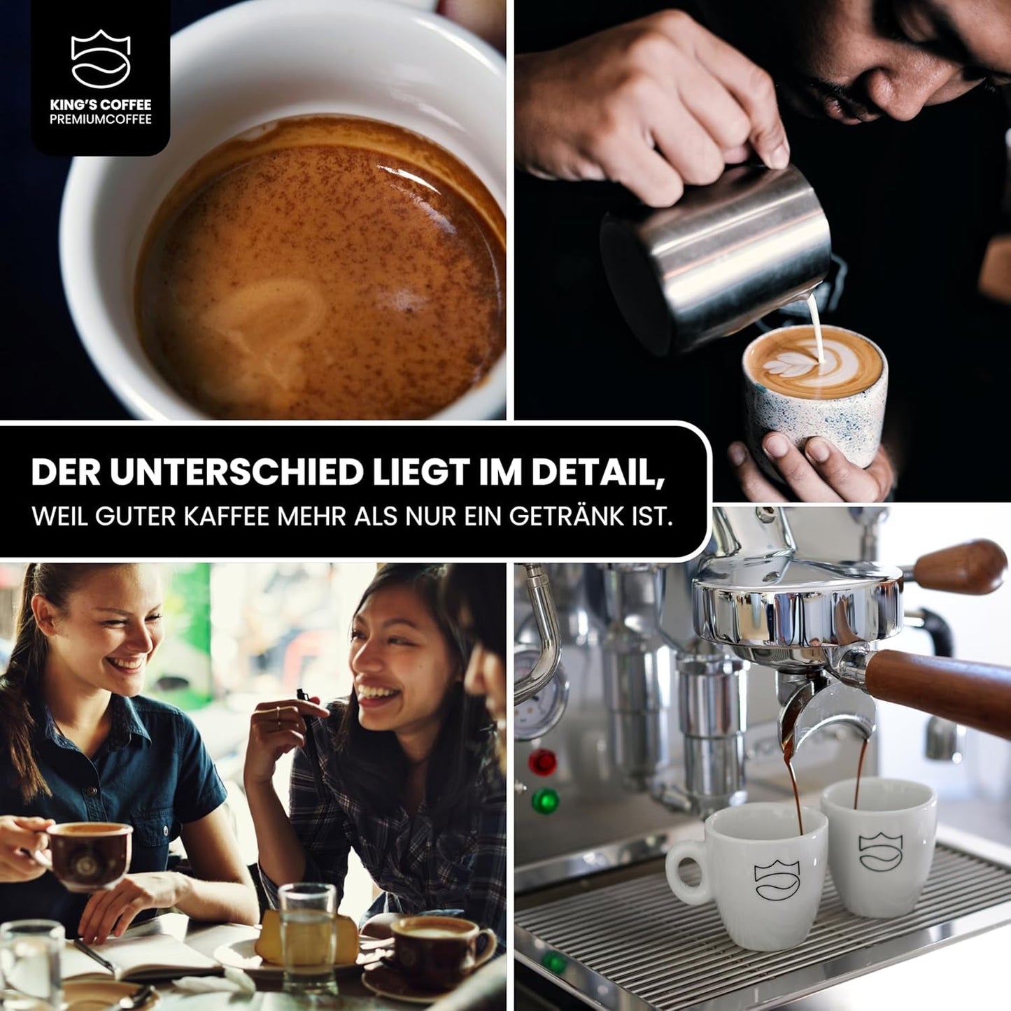 KING'S COFFEE - BLACK EDITION - 1 kg Intense Cream Koffiebonen - Koffie met lage zuurgraad - Kleine batch branding uit Italië - Sterke Arabica-espressobonen (blend) voor volautomatische en portafiltermachines